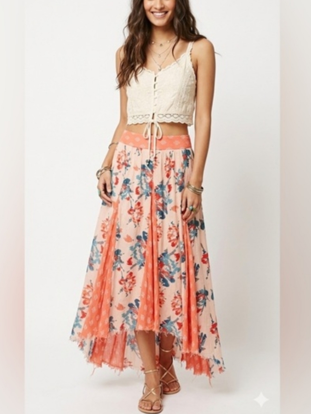 Free People Show Off Your Skirt Gauze boho high low midi maxi - Picture 13 of 13